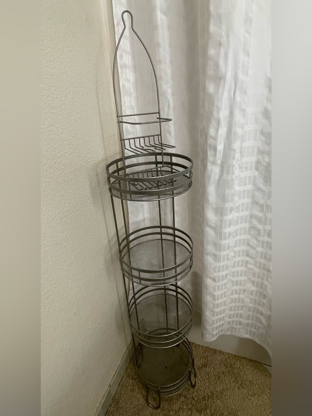 Tall 4-Tier round Metal Storage Tower and bath shower caddy